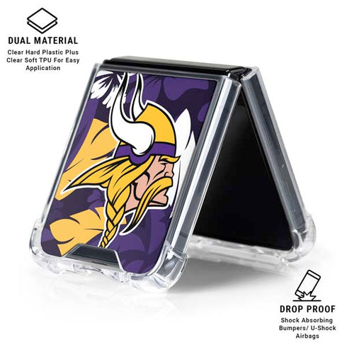 NFL Minnesota Vikings Tropical Print Galaxy Z Flip6 Clear Case