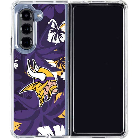NFL Minnesota Vikings Tropical Print Galaxy Z Fold5 5G Clear Case