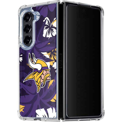 NFL Minnesota Vikings Tropical Print Galaxy Z Fold5 5G Clear Case