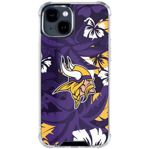 NFL Minnesota Vikings Tropical Print iPhone 15 Clear Case