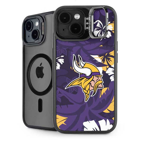NFL Minnesota Vikings Tropical Print iPhone 15 Plus Kickstand Case