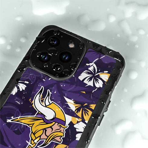 NFL Minnesota Vikings Tropical Print iPhone 15 Pro Waterproof Case