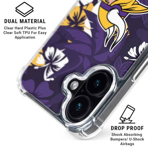 NFL Minnesota Vikings Tropical Print iPhone 16 Clear Case