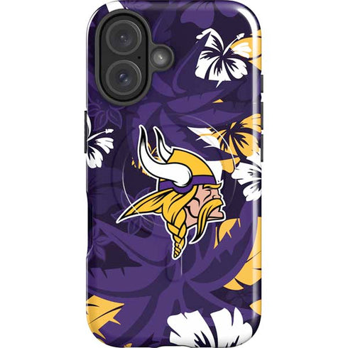 NFL Minnesota Vikings Tropical Print iPhone 16 Magsafe Impact Case