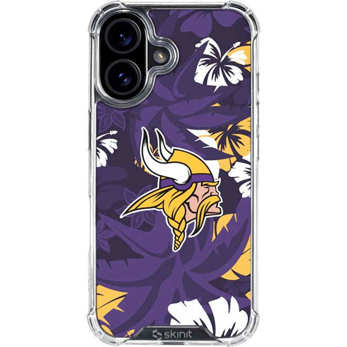 NFL Minnesota Vikings Tropical Print iPhone 16 Plus Clear Case