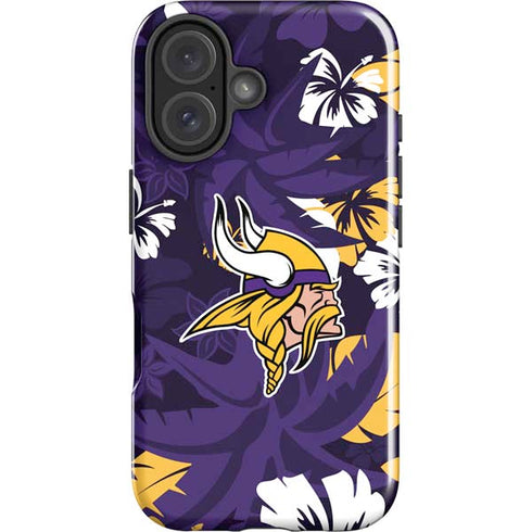 NFL Minnesota Vikings Tropical Print iPhone 16 Plus Impact Case
