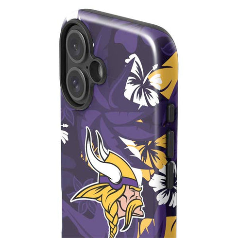 NFL Minnesota Vikings Tropical Print iPhone 16 Plus Impact Case