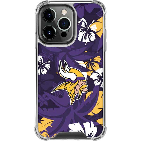 NFL Minnesota Vikings Tropical Print iPhone 16 Pro Clear Case