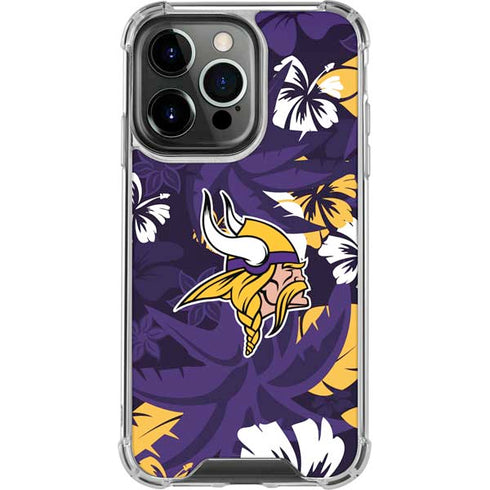 NFL Minnesota Vikings Tropical Print iPhone 16 Pro Max Clear Case