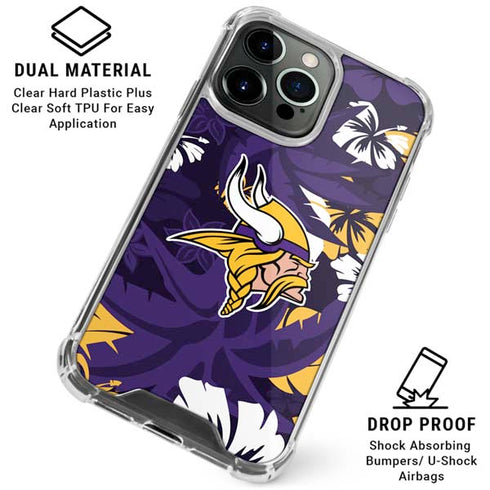 NFL Minnesota Vikings Tropical Print iPhone 16 Pro Max Clear Case