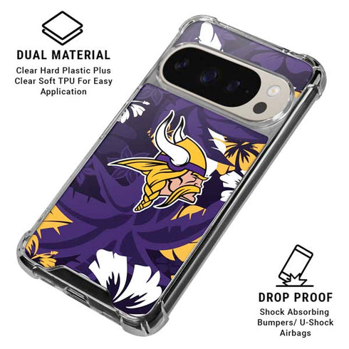 NFL Minnesota Vikings Tropical Print Pixel 9/9 Pro Clear Case