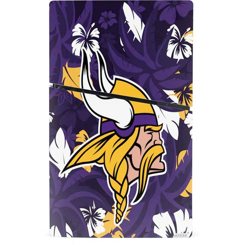 NFL Minnesota Vikings Tropical Print PS5 Slim Digital Edition Console Skin