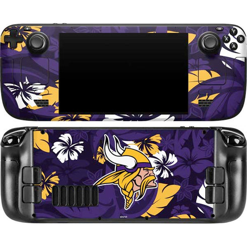 NFL Minnesota Vikings Tropical Print Steam Deck Handheld Gaming Computer OLED Skin