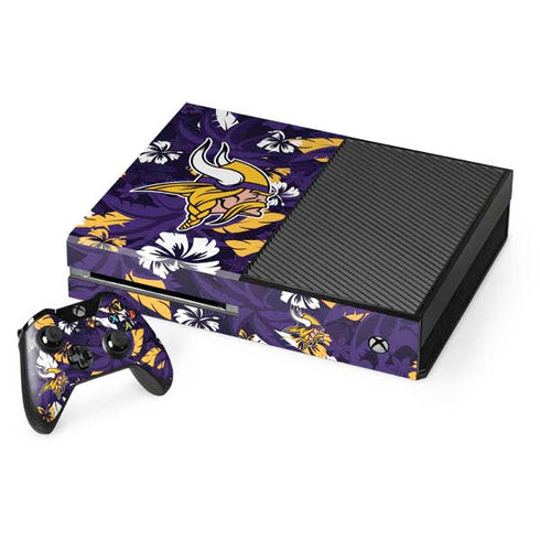 NFL Minnesota Vikings Tropical Print Xbox One Console and Controller Bundle Skin