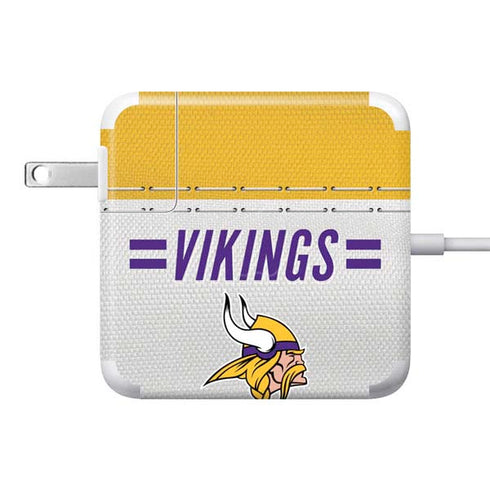 NFL Minnesota Vikings White Striped 85W Power Adapter (15 and 17 inch MacBook Pro Charger) Skin