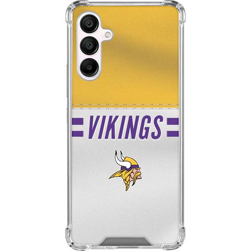 NFL Minnesota Vikings White Striped Galaxy A16 5G Clear Case