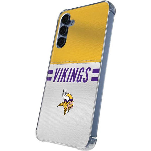 NFL Minnesota Vikings White Striped Galaxy A35 5G Clear Case