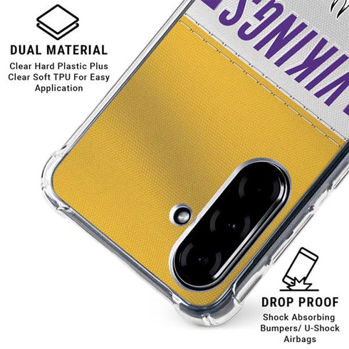 NFL Minnesota Vikings White Striped Galaxy A36 5G Clear Case