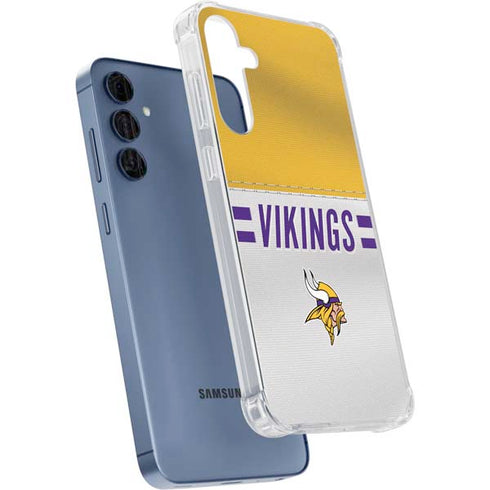 NFL Minnesota Vikings White Striped Galaxy A55 5G Clear Case