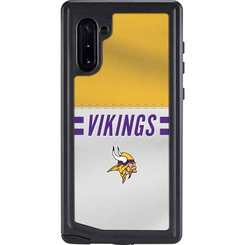 NFL Minnesota Vikings White Striped Galaxy Note 10 Waterproof Case