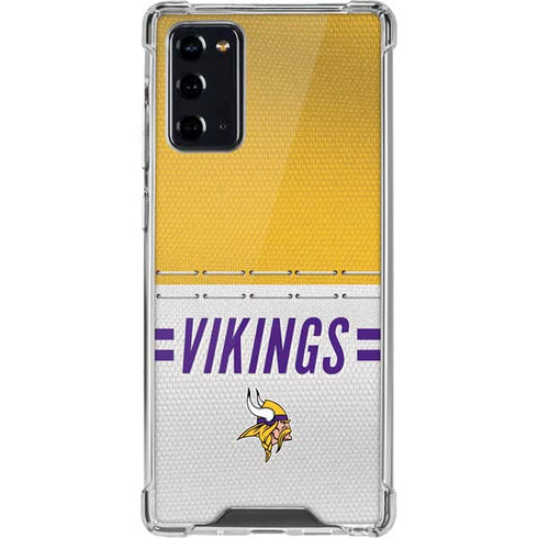 NFL Minnesota Vikings White Striped Galaxy Note20 5G Clear Case