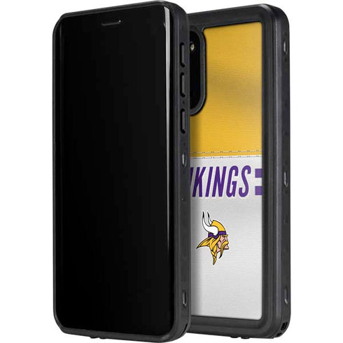 NFL Minnesota Vikings White Striped Galaxy S20 Plus Waterproof Case