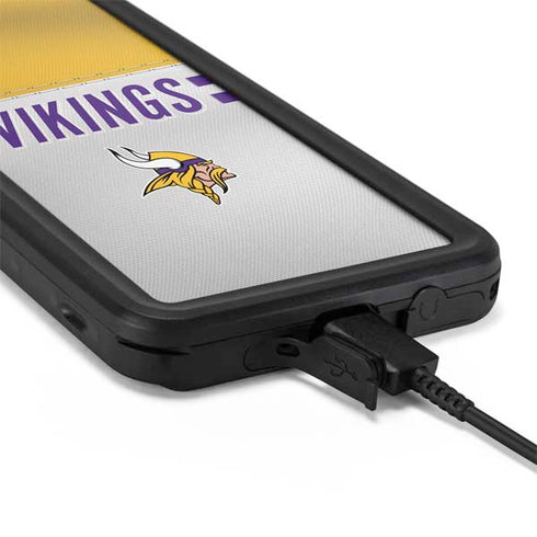 NFL Minnesota Vikings White Striped Galaxy S20 Plus Waterproof Case