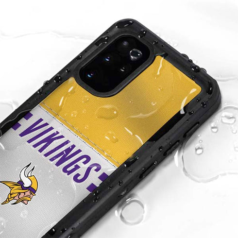 NFL Minnesota Vikings White Striped Galaxy S20 Plus Waterproof Case