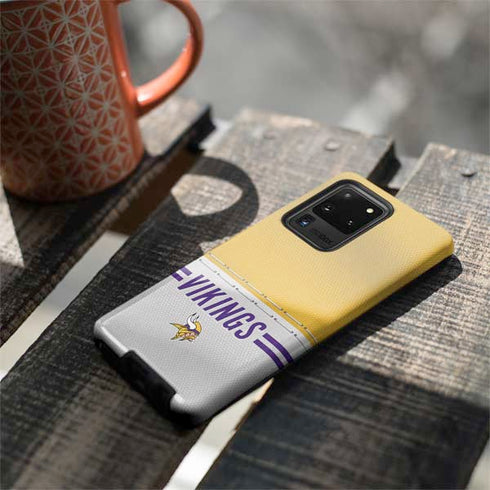 NFL Minnesota Vikings White Striped Galaxy S20 Ultra 5G Pro Case