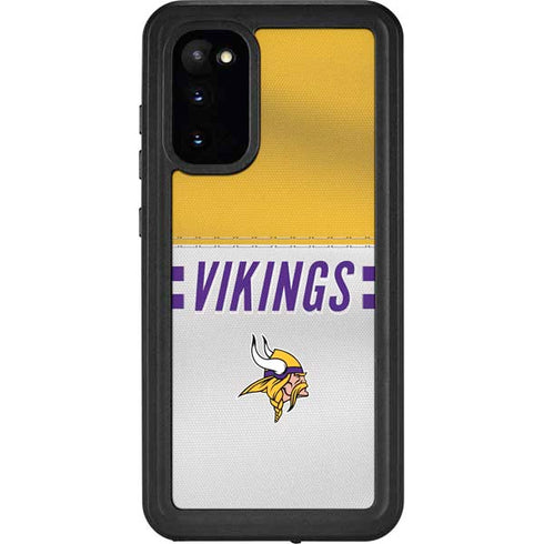 NFL Minnesota Vikings White Striped Galaxy S20 Waterproof Case