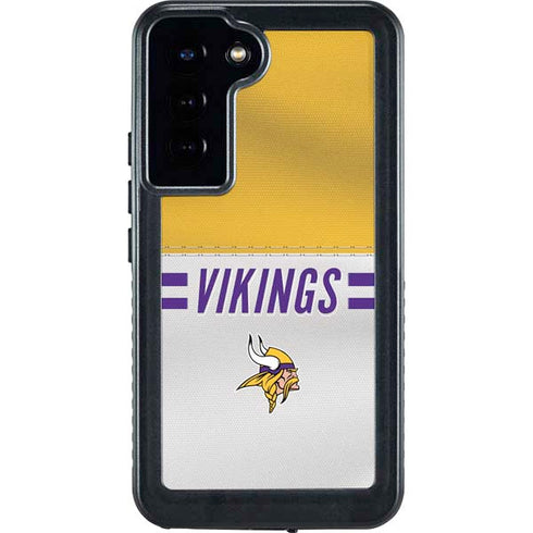 NFL Minnesota Vikings White Striped Galaxy S24 Plus Waterproof Case