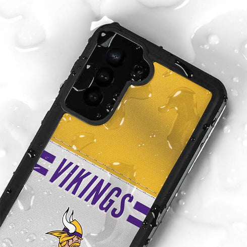 NFL Minnesota Vikings White Striped Galaxy S24 Plus Waterproof Case