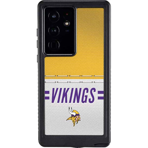 NFL Minnesota Vikings White Striped Galaxy S24 Ultra Waterproof Case