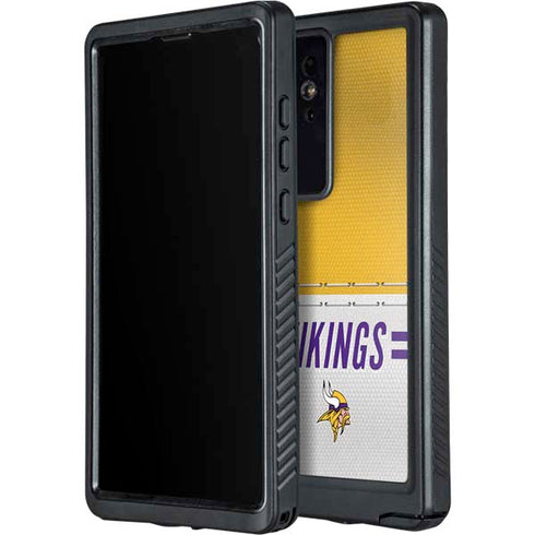 NFL Minnesota Vikings White Striped Galaxy S24 Ultra Waterproof Case