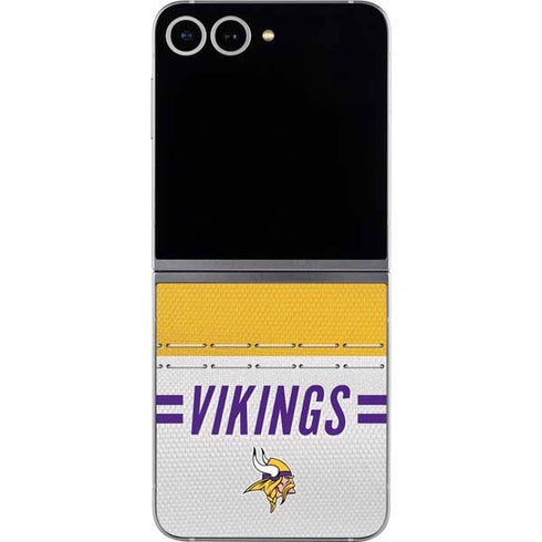 NFL Minnesota Vikings White Striped Galaxy Z Flip6 Skin