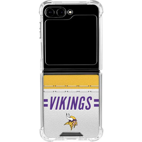 NFL Minnesota Vikings White Striped Galaxy Z Flip6 Clear Case