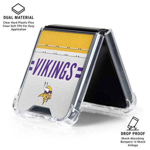 NFL Minnesota Vikings White Striped Galaxy Z Flip6 Clear Case