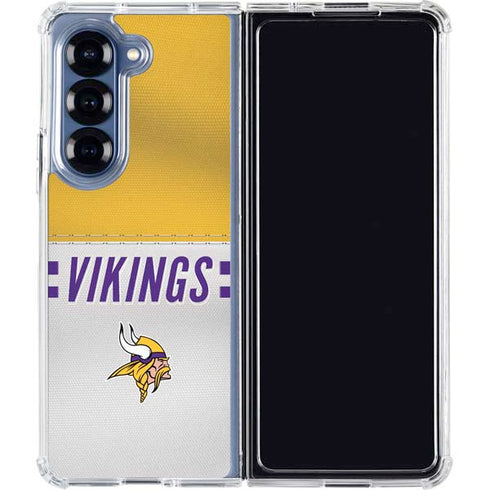 NFL Minnesota Vikings White Striped Galaxy Z Fold6 Clear Case