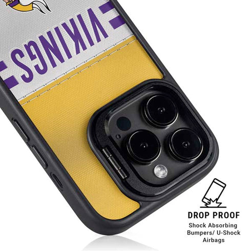 NFL Minnesota Vikings White Striped iPhone 14 Pro Kickstand Case