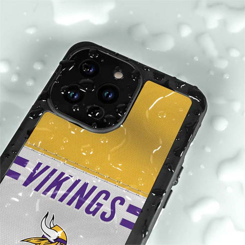 NFL Minnesota Vikings White Striped iPhone 15 Pro Waterproof Case