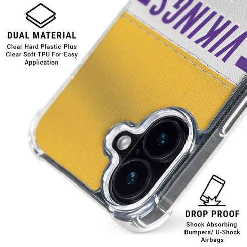 NFL Minnesota Vikings White Striped iPhone 16 Clear Case