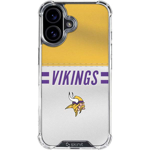 NFL Minnesota Vikings White Striped iPhone 16 Plus Clear Case