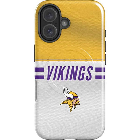 NFL Minnesota Vikings White Striped iPhone 16 Plus Magsafe Impact Case