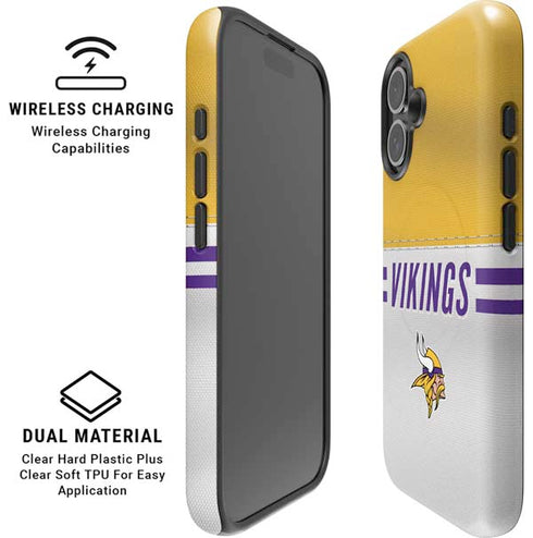 NFL Minnesota Vikings White Striped iPhone 16 Plus Magsafe Impact Case
