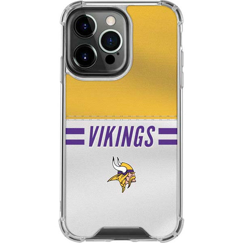 NFL Minnesota Vikings White Striped iPhone 16 Pro Clear Case
