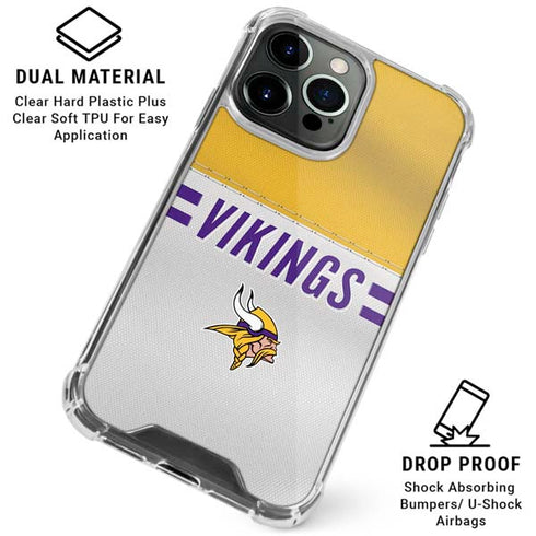NFL Minnesota Vikings White Striped iPhone 16 Pro Clear Case