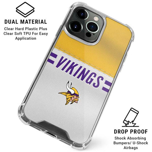 NFL Minnesota Vikings White Striped iPhone 16 Pro Max Clear Case