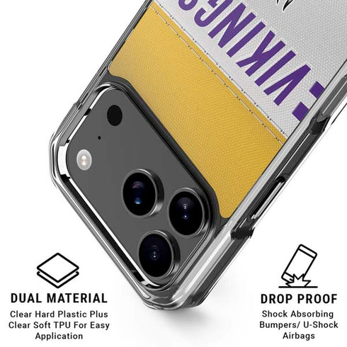 NFL Minnesota Vikings White Striped iPhone 18 Pro Clear Case