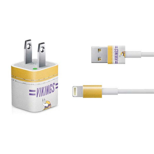 NFL Minnesota Vikings White Striped iPhone Charger (5W USB) Skin