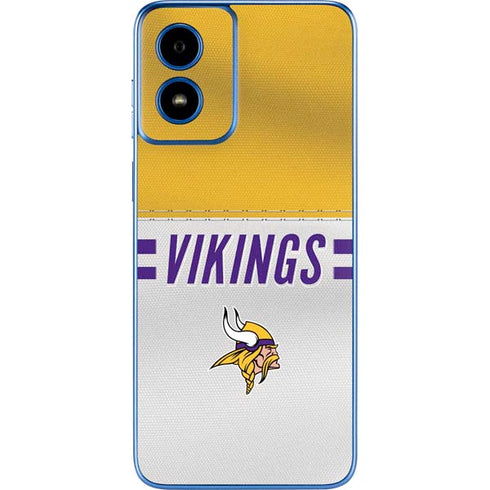 NFL Minnesota Vikings White Striped Moto G Play 4G (2024) Skin